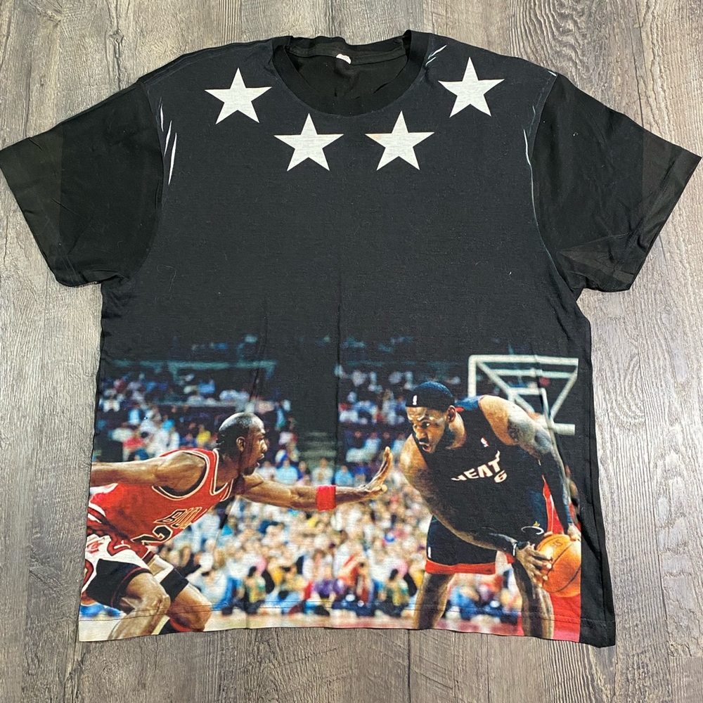 Jordan VS Lebron Stars Mens Black Shirt